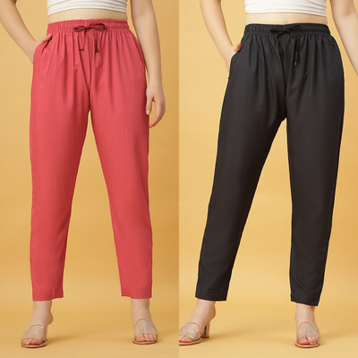 GANIX FASHION THAT DEFINE YOU Regular Fit Women Pink, Black Trousers