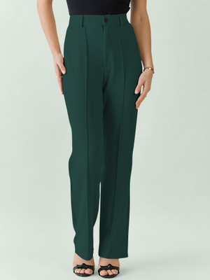 NAVYANKAA Regular Fit Women Dark Green Trousers