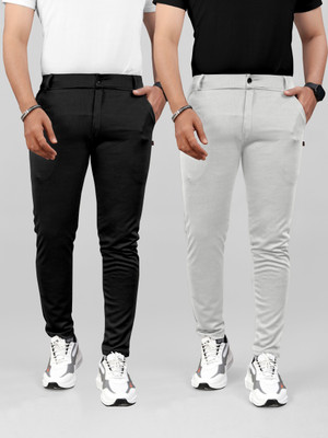 METRONAUT Regular Fit Men Black, Grey Trousers