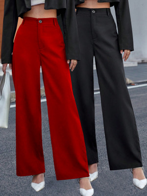 Toochki Relaxed Women Black, Red Trousers