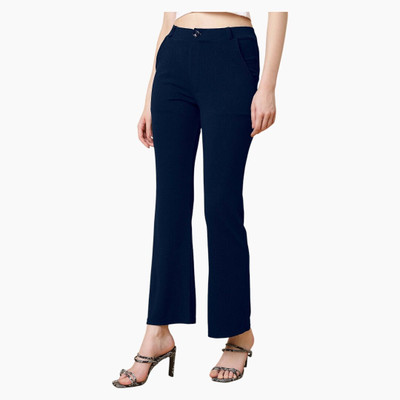 High Glitz Regular Fit Women Blue Trousers