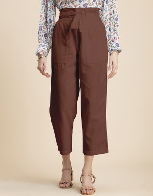 moomaya Regular Fit Women Brown Trousers