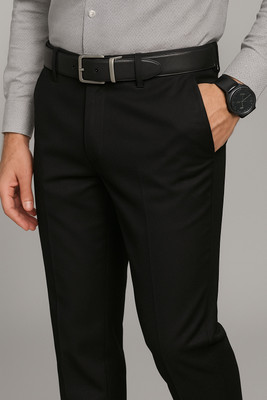 Gentlemen Style Regular Fit Men Black Trousers