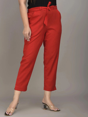 IQRAAR Regular Fit Women Red Trousers
