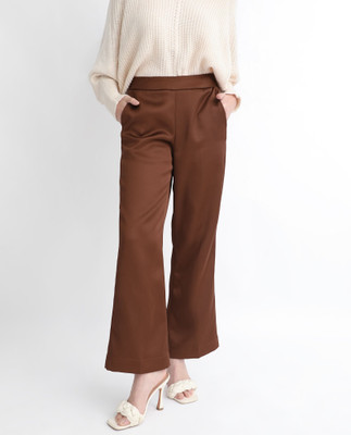 RAREISM Slim Fit Women Brown Trousers