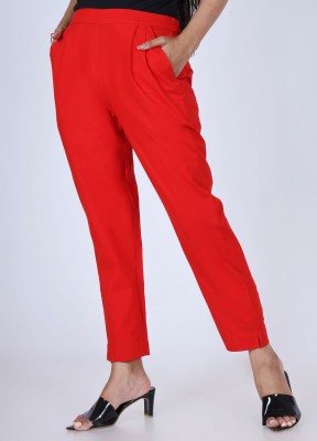 fashionjunction Regular Fit Women Red Trousers