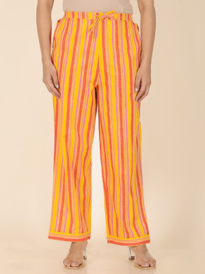 Aramya Comfort Fit Women Yellow Trousers