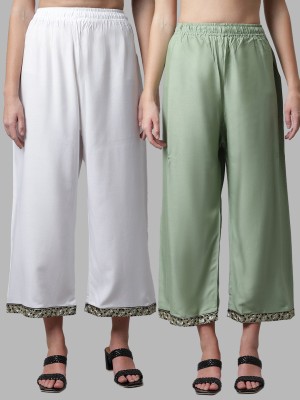 VALLES365 by S.c. Flared Women White, Green Trousers