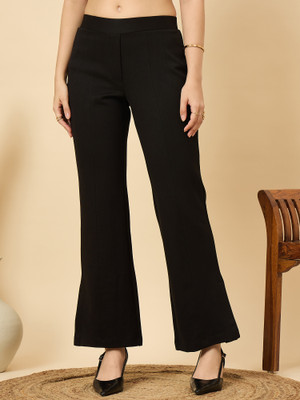 LE BOURGEOIS Flared Women Black Trousers