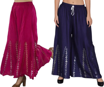 OMAYAA Comfort Fit Women Pink, Dark Blue Trousers