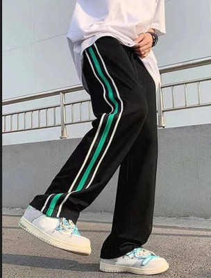 COMBRAIDED Striped Men Black, Green Track Pants