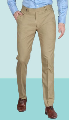 Kurus Regular Fit Men Cream Trousers