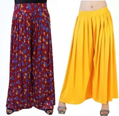 MMTEXTILES Relaxed Women Maroon, Yellow Trousers