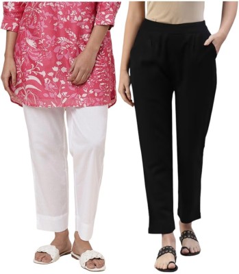 KASHISHIYA Regular Fit Women White, Black Trousers