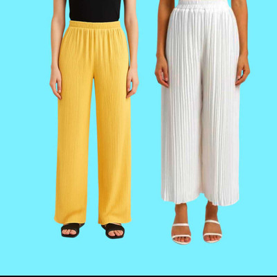 Resham Loose Fit Women Beige, White Trousers