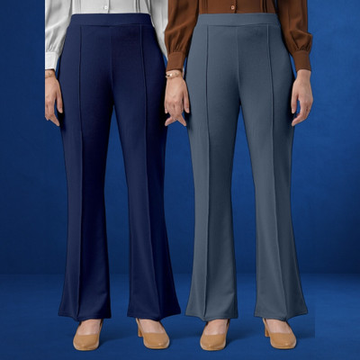 jenile stoor Regular Fit Women Dark Blue, Grey Trousers