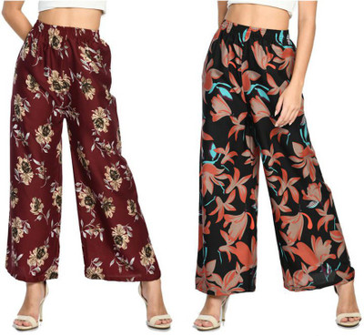 Indistar Regular Fit Women Maroon, Black Trousers