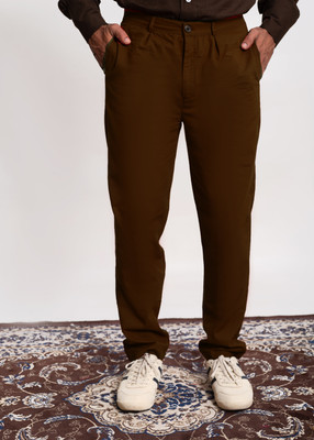 COTLUB Comfort Fit Men Brown Trousers
