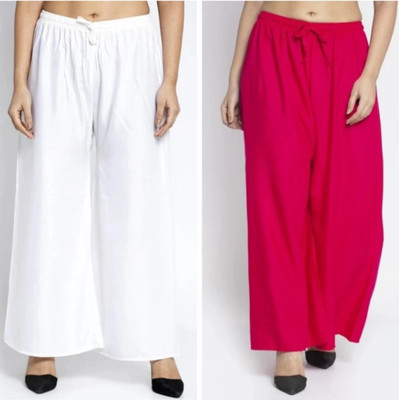 HouseOfCommon Comfort Fit Women White, Pink Trousers