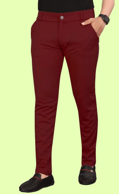 HouseOfCommon Regular Fit Men Maroon Trousers