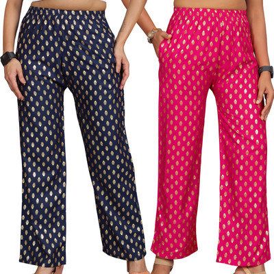 Anti Wrinkle Designer Regular Fit Women Multicolor Trousers