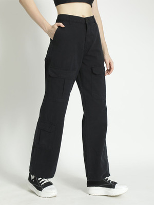 Roadster Straight Fit Women Black Trousers