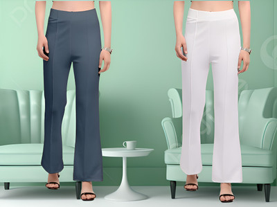 KOMAL Regular Fit Women Grey, White Trousers