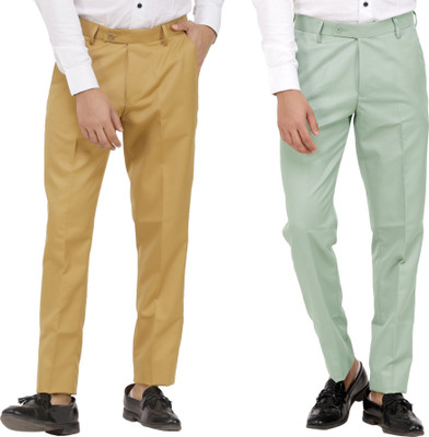 Kundan Regular Fit Men Khaki, Light Green Trousers