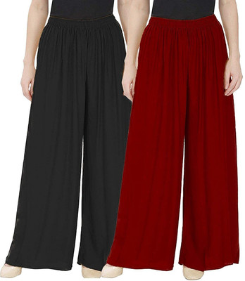 TAREEKA Regular Fit Women Black, Maroon Trousers