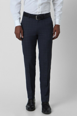 PETER ENGLAND Slim Fit Men Dark Blue Trousers