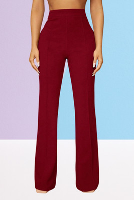 SKD TRENDZ Comfort Fit, Regular Fit Women Maroon Trousers