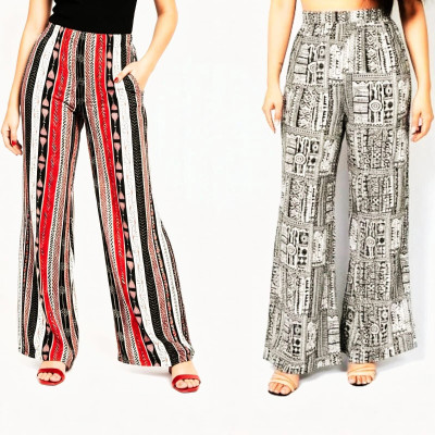 PLAZO Relaxed Women Multicolor Trousers