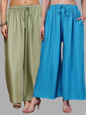 VALLES365 by S.c. Flared Women Blue, Green Trousers