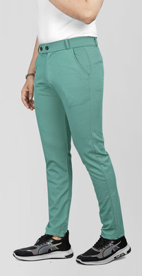 COMBRAIDED Slim Fit Men Green Trousers