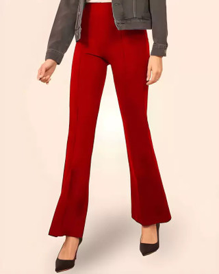 GLOWIC Flared Women Red Trousers