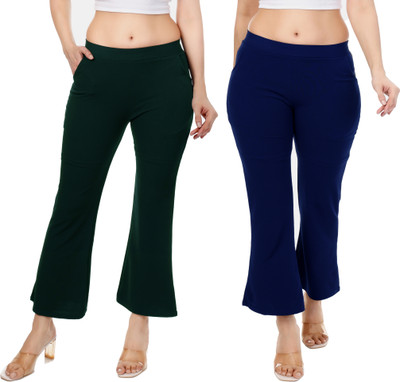 adibaba Regular Fit Women Green, Dark Blue Trousers