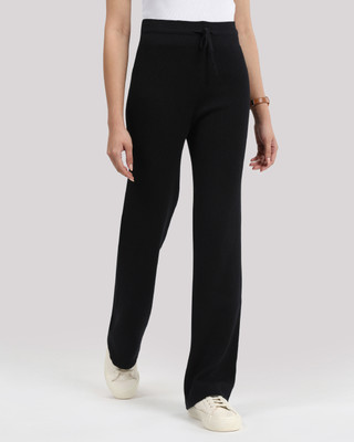 BlissClub Move All Day Ribbed Pants - Regular Women Black Trousers