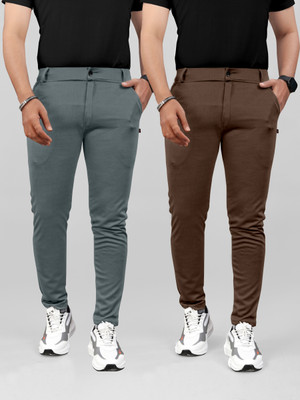 METRONAUT Regular Fit Men Brown, Grey Trousers