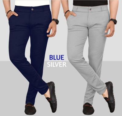 TENIT Slim Fit Men Blue, Silver Trousers