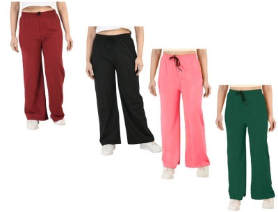 IndiWeaves Regular Fit Women Maroon, Pink, Green Trousers