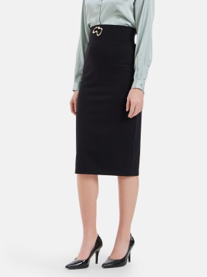 KAZO Solid Women Pencil Black Skirt