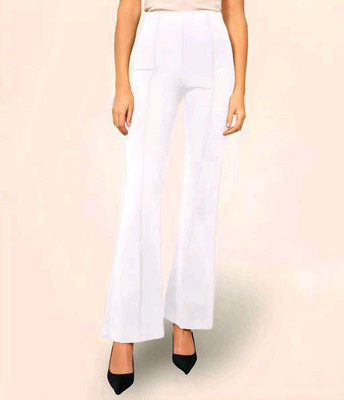NT CLOTHING Flared Women White Trousers