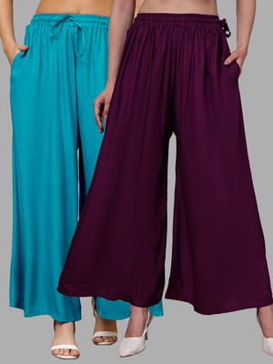 VALLES365 by S.c. Flared Women Purple, Blue Trousers