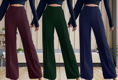 Kintu Parantu Regular Fit Women Purple, Green, Dark Blue Trousers