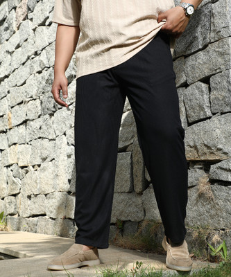 Instafab Plus Regular Fit Men Black Trousers