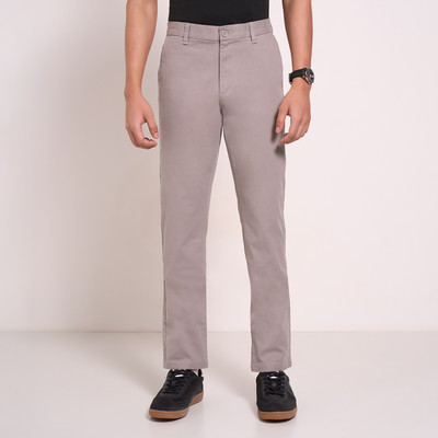 Peregrine by Pantaloons Slim Fit Men Grey Trousers