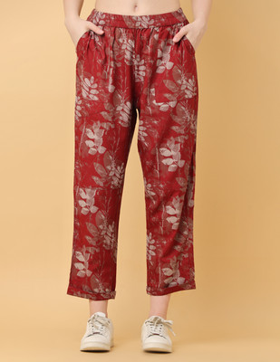 Black & Blah Blah Loose Fit Women Maroon Trousers