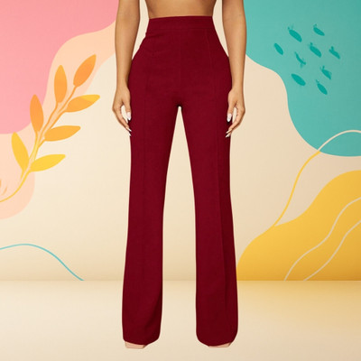 Anitafashion Loose Fit Women Maroon Trousers