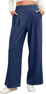 SQEW Loose Fit Women Dark Blue Trousers