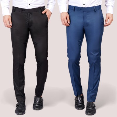 FUKUSO Regular Fit Men Black, Blue Trousers